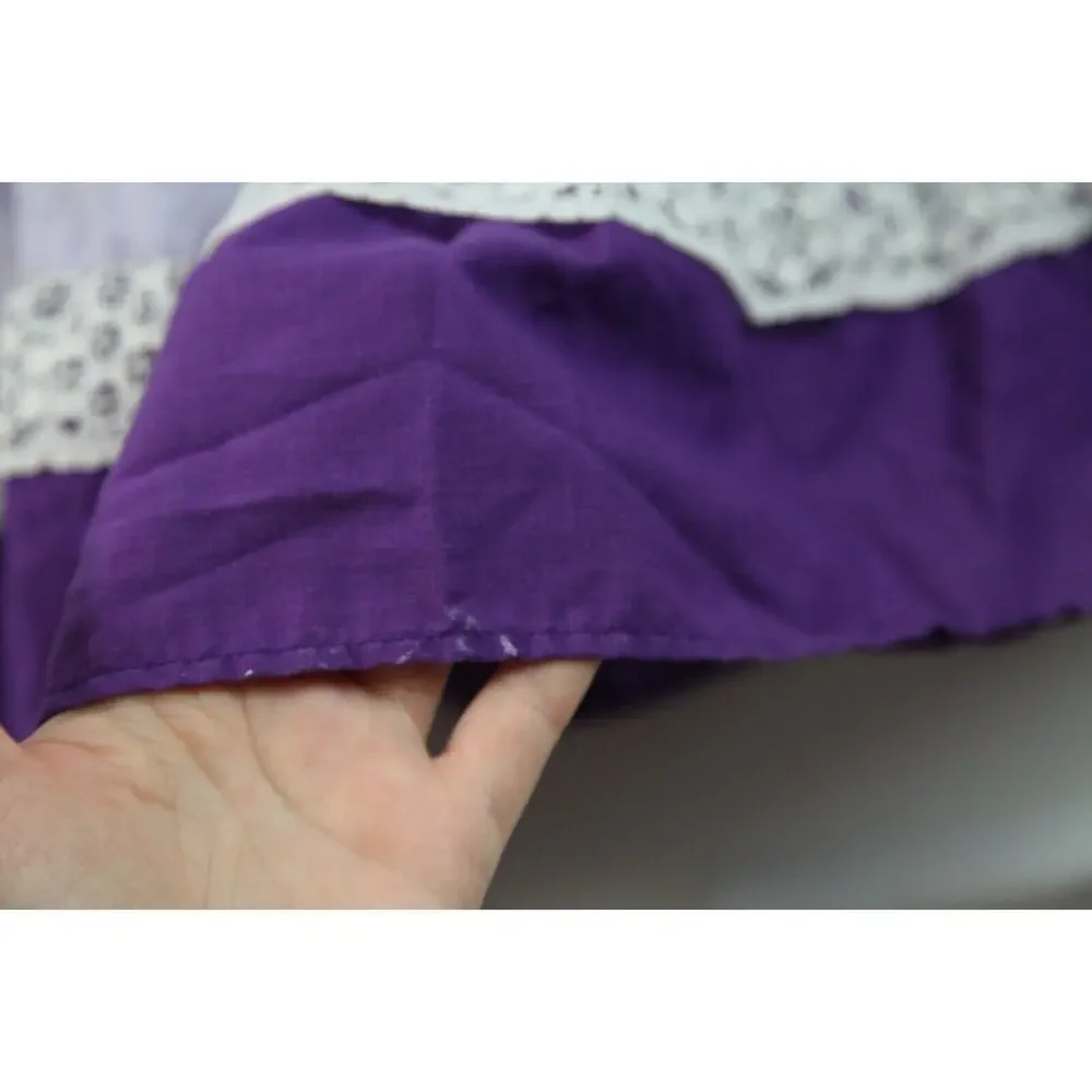 FLAW Vintage Handmade Square Dance Dress Purple Ruffle Cottagecore M Cupcake - Picture 3 of 15